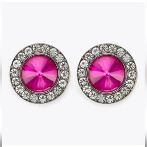 Kurt Geiger NWT Pink Rhinestone Stud Earrings W/Dustbag